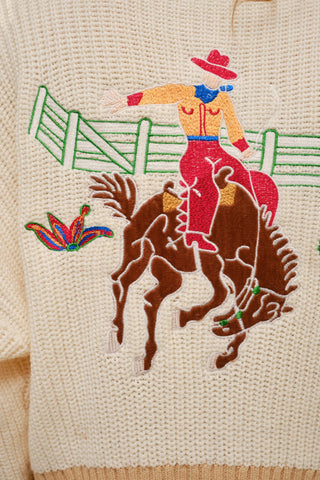 The Whimsy Embroidered Mock Neck Sweater