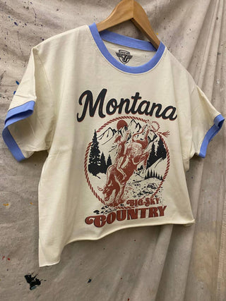 The Montana Big Sky Country Ringer Relaxed Crop Tee