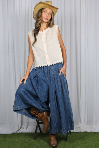 The Winnie Lace Edge Swiss Dot Cotton Top