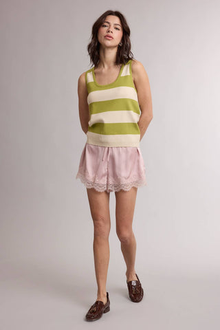 The Lace Trim Satin Lounge Shorts