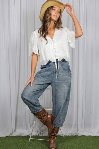 The Opal Scalloped Edge Eyelet Lace Top
