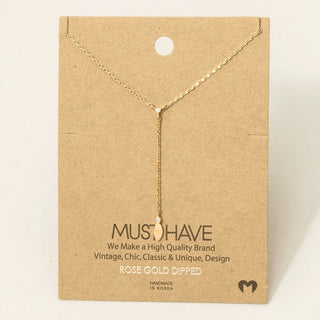 18 K Gold Dipped Cz Lariat Chain Necklace
