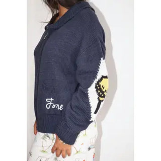 The Far & Sure Navy Golf Zip-Up Cardigan