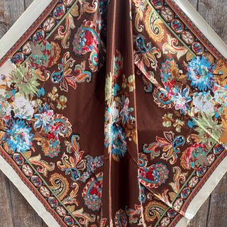 Brown and Cream Floral Wild Rag / Scarf