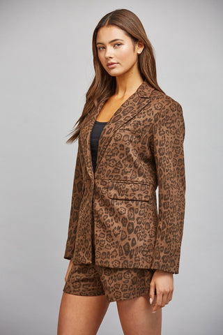 The Camille Animal Print Faux Suede Blazer