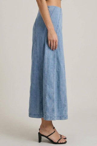 The Mabel Diagonal Line Denim Midi Skirt
