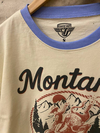 The Montana Big Sky Country Ringer Relaxed Crop Tee
