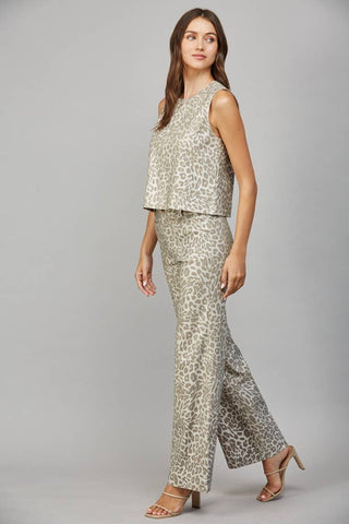 The Moonlit Leopard Metallic Wide Leg Pant