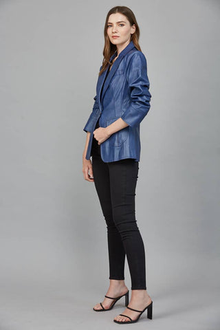 The Samantha Faux Leather Stretch Blazer