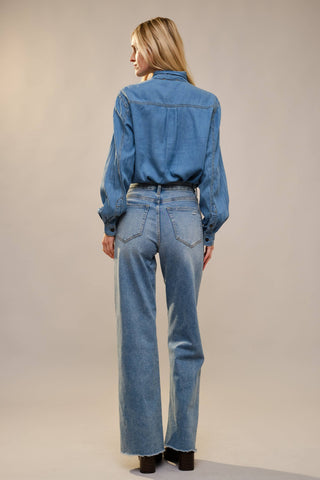 The Ranch Road Tie Chambray Blouse