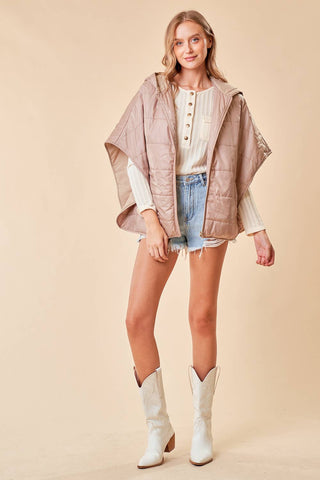 The Miley Zip Up Puffer Cape with Hood