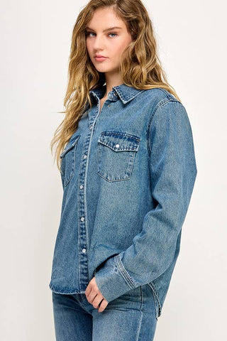 The Logan Western Denim Relaxed Fit Snap Button Down