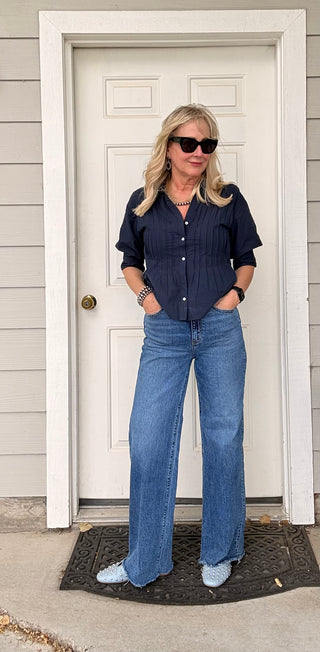 The Maggie Short Sleeve Pintuck Shirt