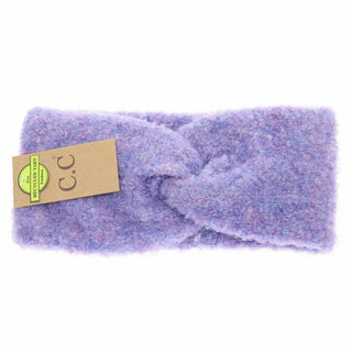 C.C lavender purple twisted knit fuzzy headband with recycled yarn tag