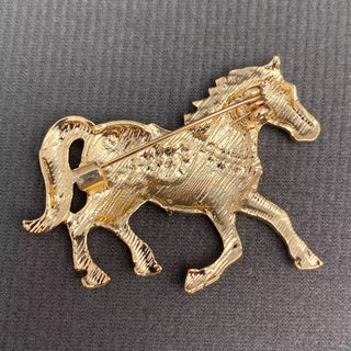 Rhinestone Inlaid Enamel Horse Brooch