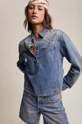 The Prairie Rose Denim Popover