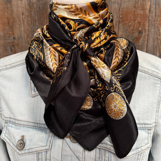 Black and Gold Floral Wild Rag / Scarf