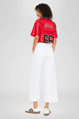 The Lindsay High Rise Cropped Wide Leg Jeans in White