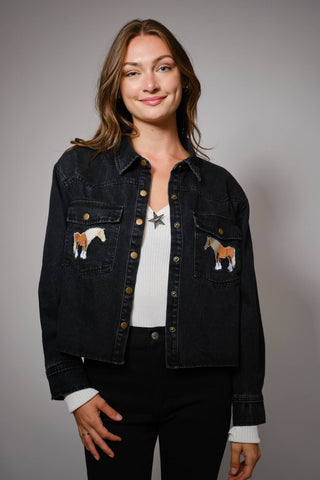 The Prairie Pony Embroidered Denim Jacket