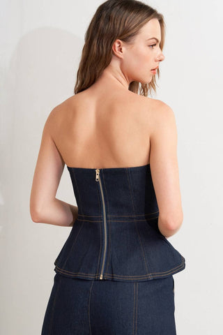 The Rhea Denim Bustier Top