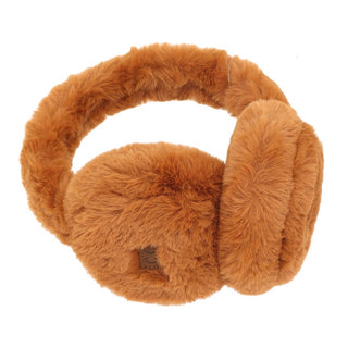 C.C Beanie caramel brown faux fur earmuffs with plush headband