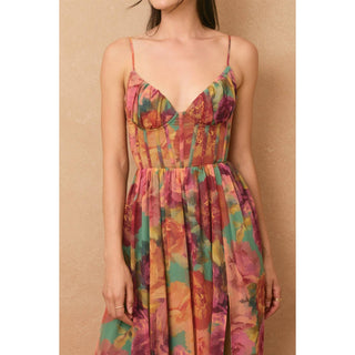 The Isabelle Parisian Floral Corset Maxi Dress