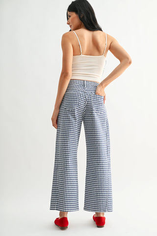 Blue Gingham Barrel Twist Jeans