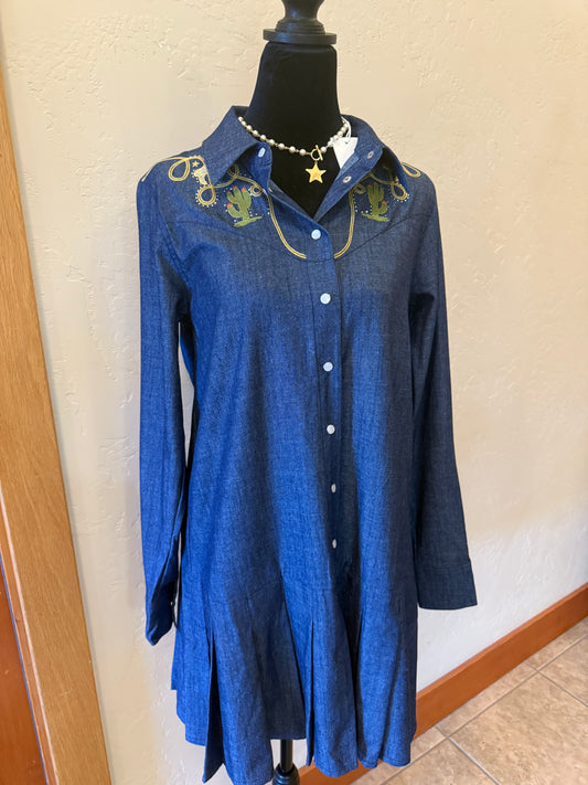 Embroidered Denim Cowgirl Dress
