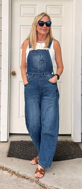 The Willa Denim Barrel Overalls