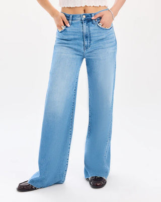 Daze Denim high rise wide leg jeans in light blue wash