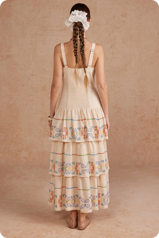 The Carmen Pineapple Embroidered Maxi Dress