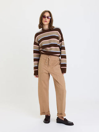 The Villa Drawstring Barrel Pant in Latte