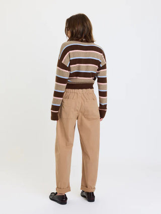 The Villa Drawstring Barrel Pant in Latte