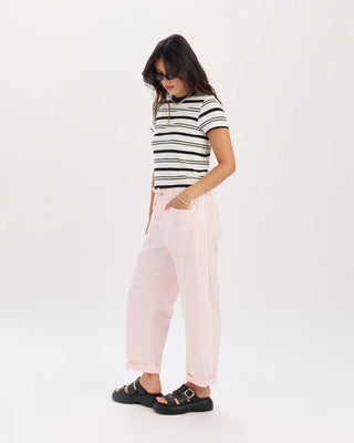 The Villa Drawstring Barrel Pant in Petal