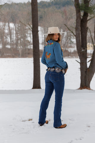 The Tasha Polizzi Archie Denim Embroidered Shirt