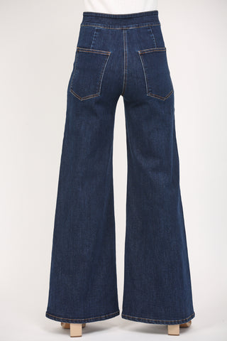 The Sandra High Waisted Wide Leg Dark Denim Jean