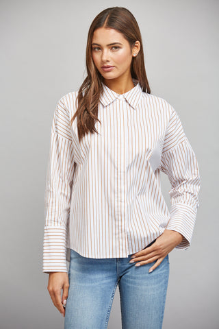 The Tan & White Striped Button Down Shirt