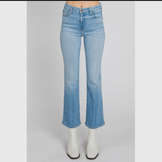 The Bambino Light Denim Creased Line Cropped Baby Flare
