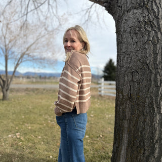 The Chloe Striped Mock Neck Sweater