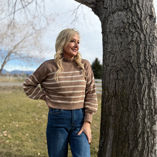 The Chloe Striped Mock Neck Sweater