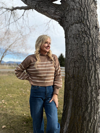 The Chloe Striped Mock Neck Sweater