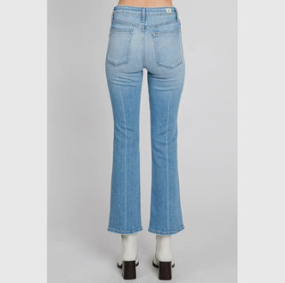 The Bambino Light Denim Creased Line Cropped Baby Flare