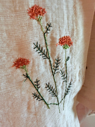 Embroidered Floral Short Set Linen Blend