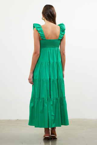 The Kelly V Neck Shirred Maxi Dress