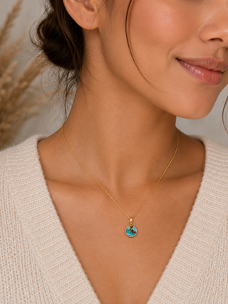 14k gold plated Kingman turquoise necklace