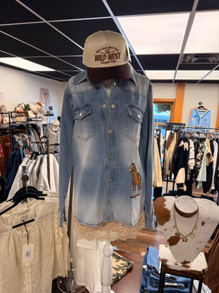 The Canyon Mineral Washed Horse Embroidered Snap Jacket