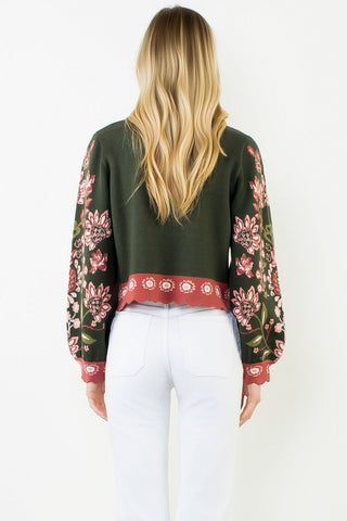 The Lily High Neck Floral Sweater