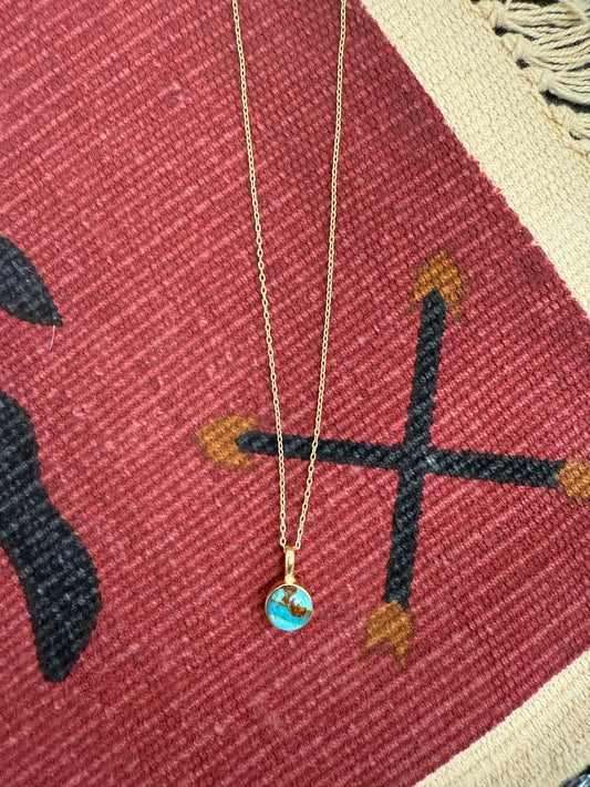 14k gold plated Kingman turquoise necklace