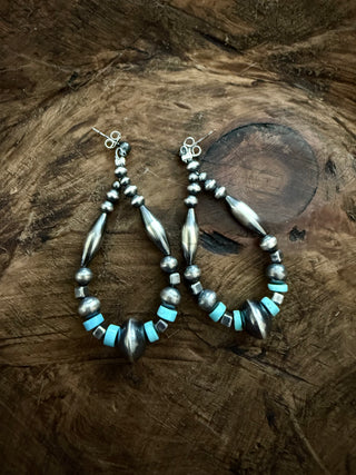 The Multi Bead Navajo Pearl and Turquoise Earrings