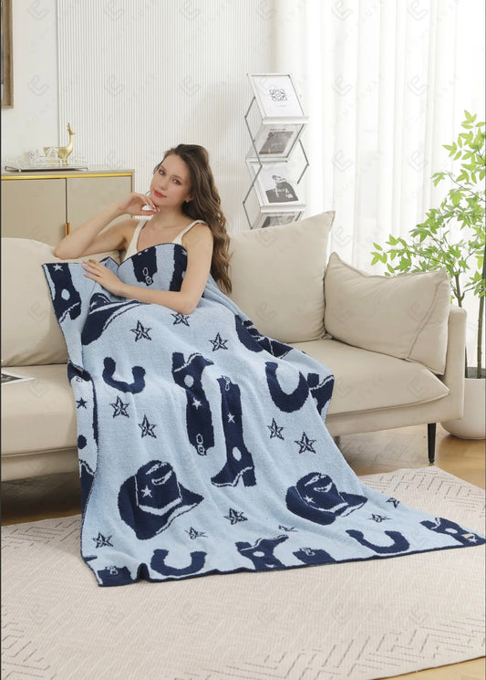 Blue Western Blanket